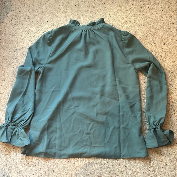 Turquoise J.Crew ruffled blouse - Picture 3 of 3